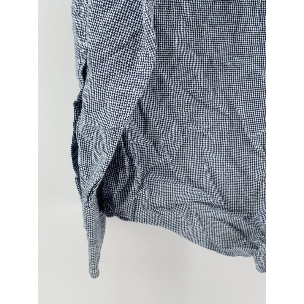 COWGIRL HARDWARE Women's Blue Houndstooth Long Sleeve Button-Up Top SZ M