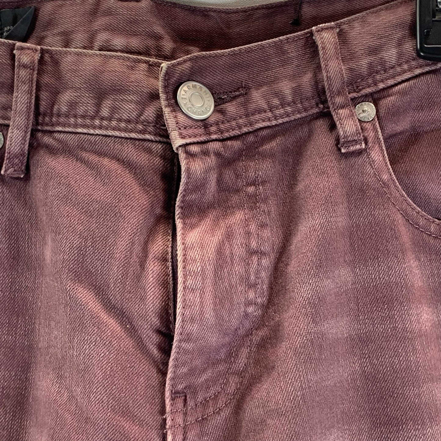 ARMANI EXCHANGE Men's Burgundy Skinny-Fit Five-Pocket Denim Jeans SZ 31