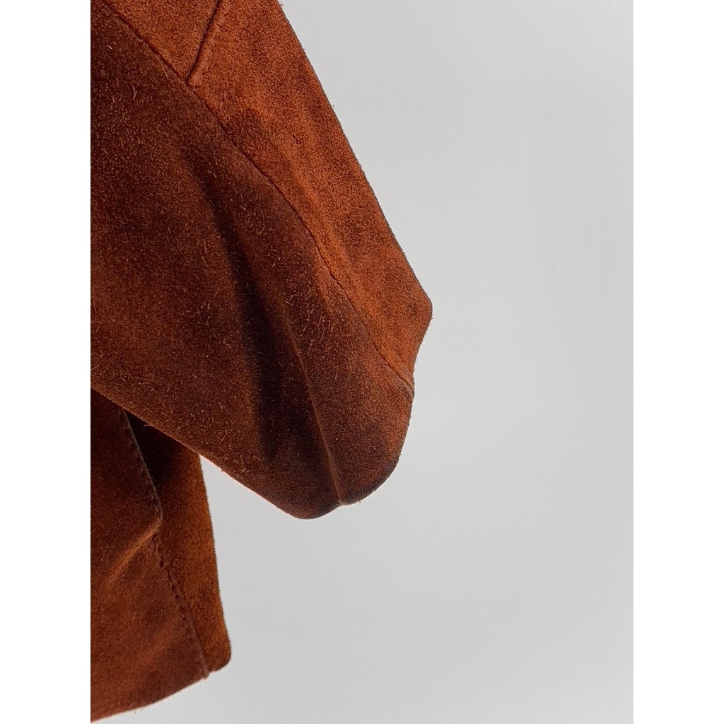 BERMAN'S THE LEATHER EXPERTS Women's Cognac Vintage Leather Belted Jacket SZ 14