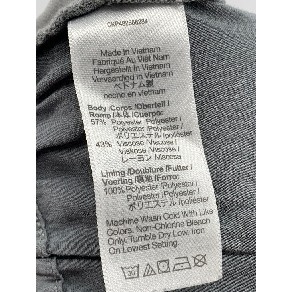 MADEWELL Women's Gray Satin Elastic-Waist Straight-Leg Full-Length Pants SZ M