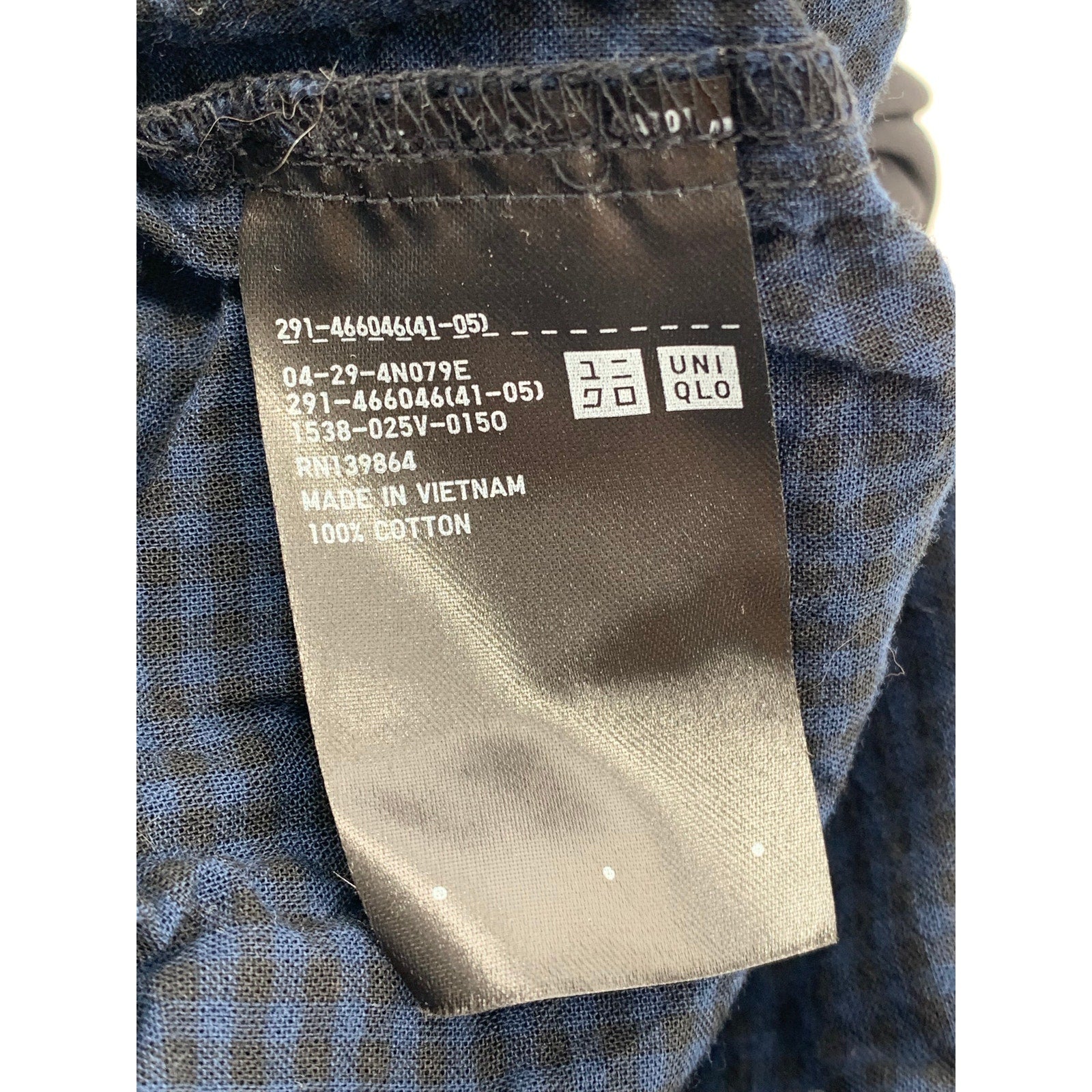 UNIQLO Women's Navy-Black Gingham Split Tie-Neck Sleeveless Belted Dress SZ XS