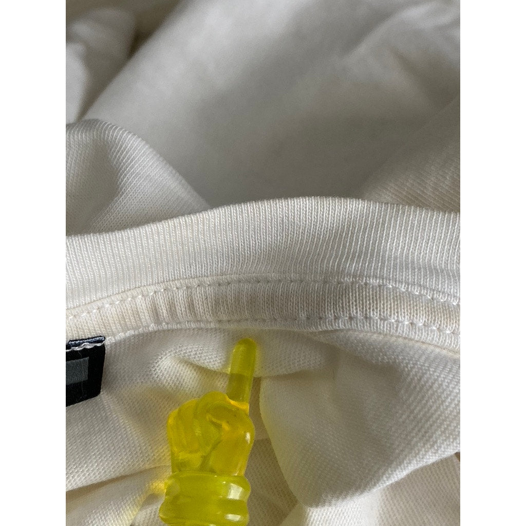 ZARA Women's White-Black Abstract Face Graphic Crewneck Short Sleeve Top SZ M