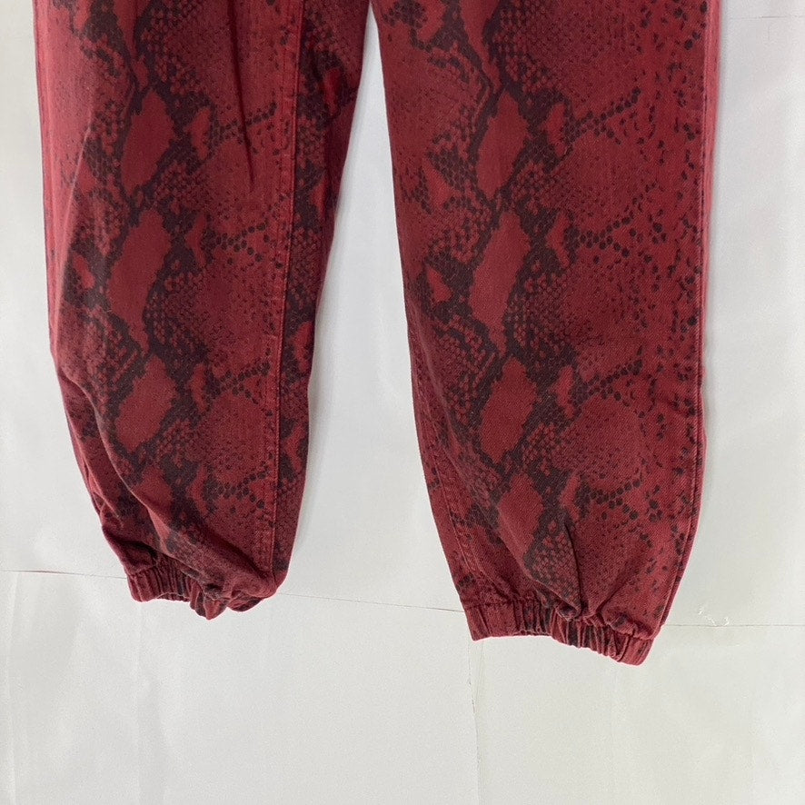 ALEXANDERWANG Women's Red-Black Diamond Snake Drawstring Pull-On Jogger Pant SZS