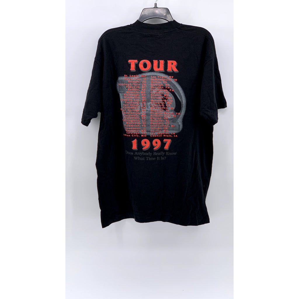 FRUIT OF THE LOOM Men's Vintage Black-Red Chicago Band Anniversary T-Shirt SZ XL