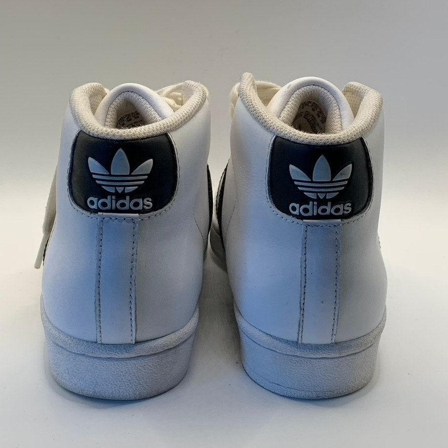 ADIDAS Women's White/Black Pro Model 3-Stripe High-Top Lace-Up Sneakers SZ 5.5