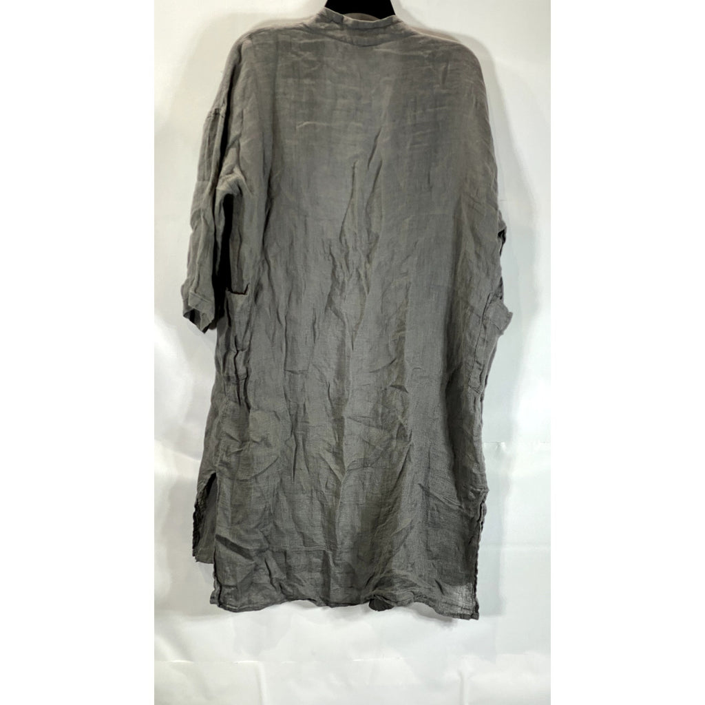MEGASCHONI Women's Gray Linen Open-Front Lightweight Cardigan SZ S