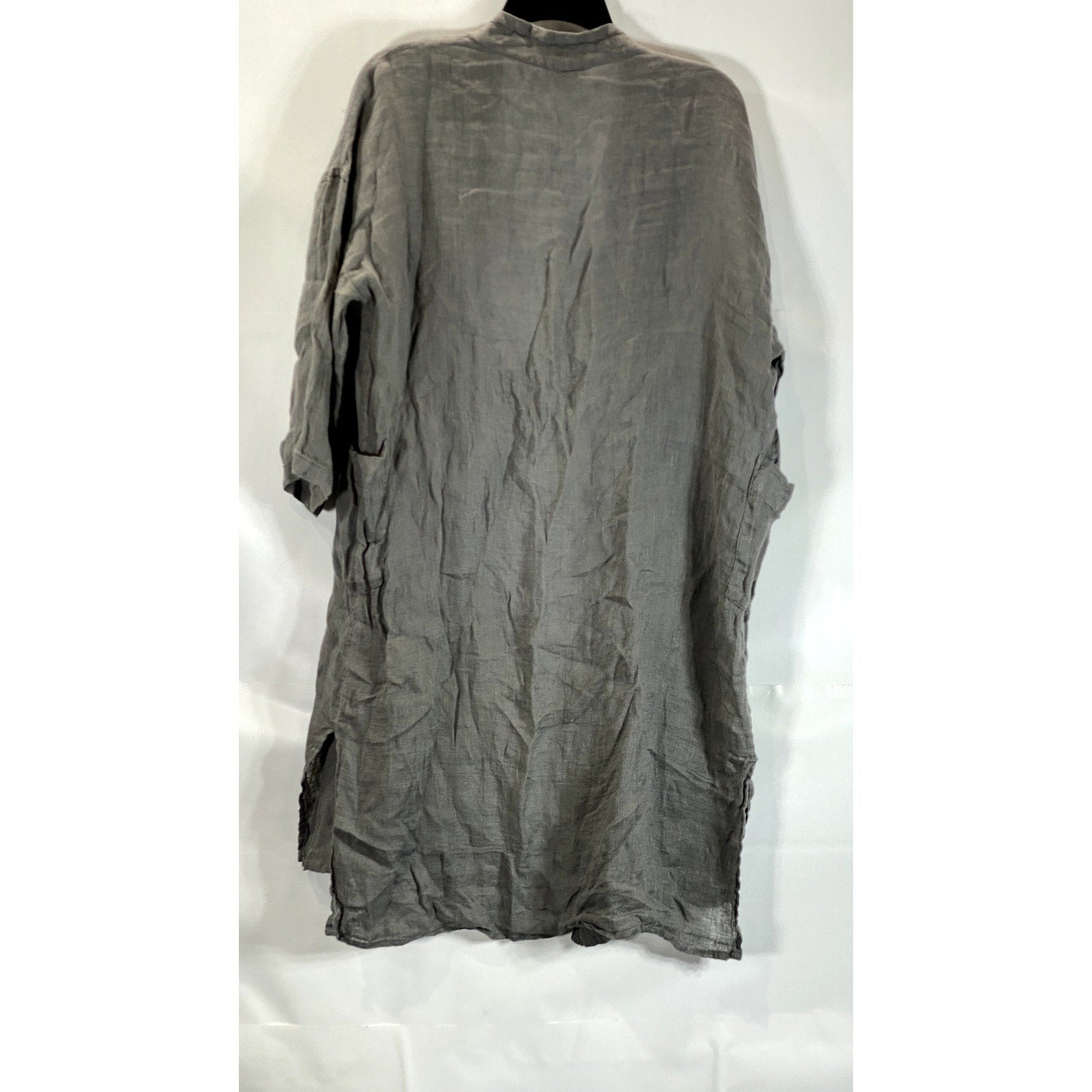 MEGASCHONI Women's Gray Linen Open-Front Lightweight Cardigan SZ S