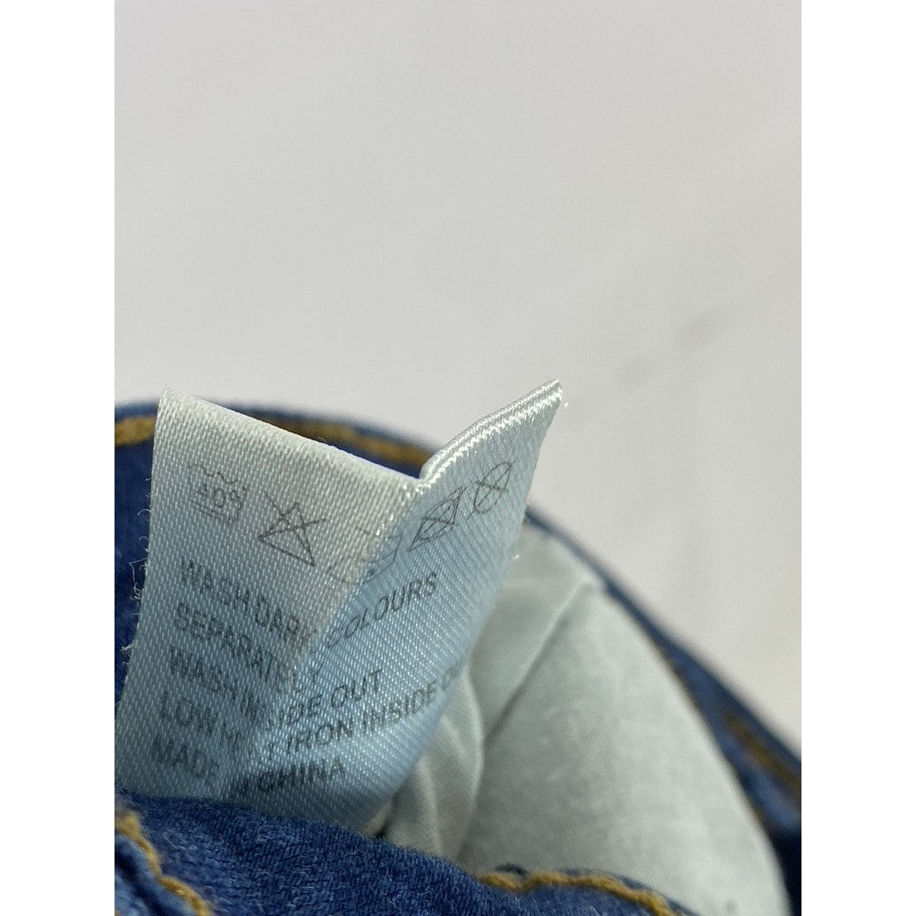 BOOHOO DENIM Women's Dark Blue Button-Front Straight Mini Skirt SZ 10