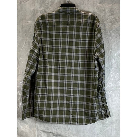 BANANA REPUBLIC Men's Olive Green Plaid Slim-Fit Luxe-Flannel Shirt SZ XL
