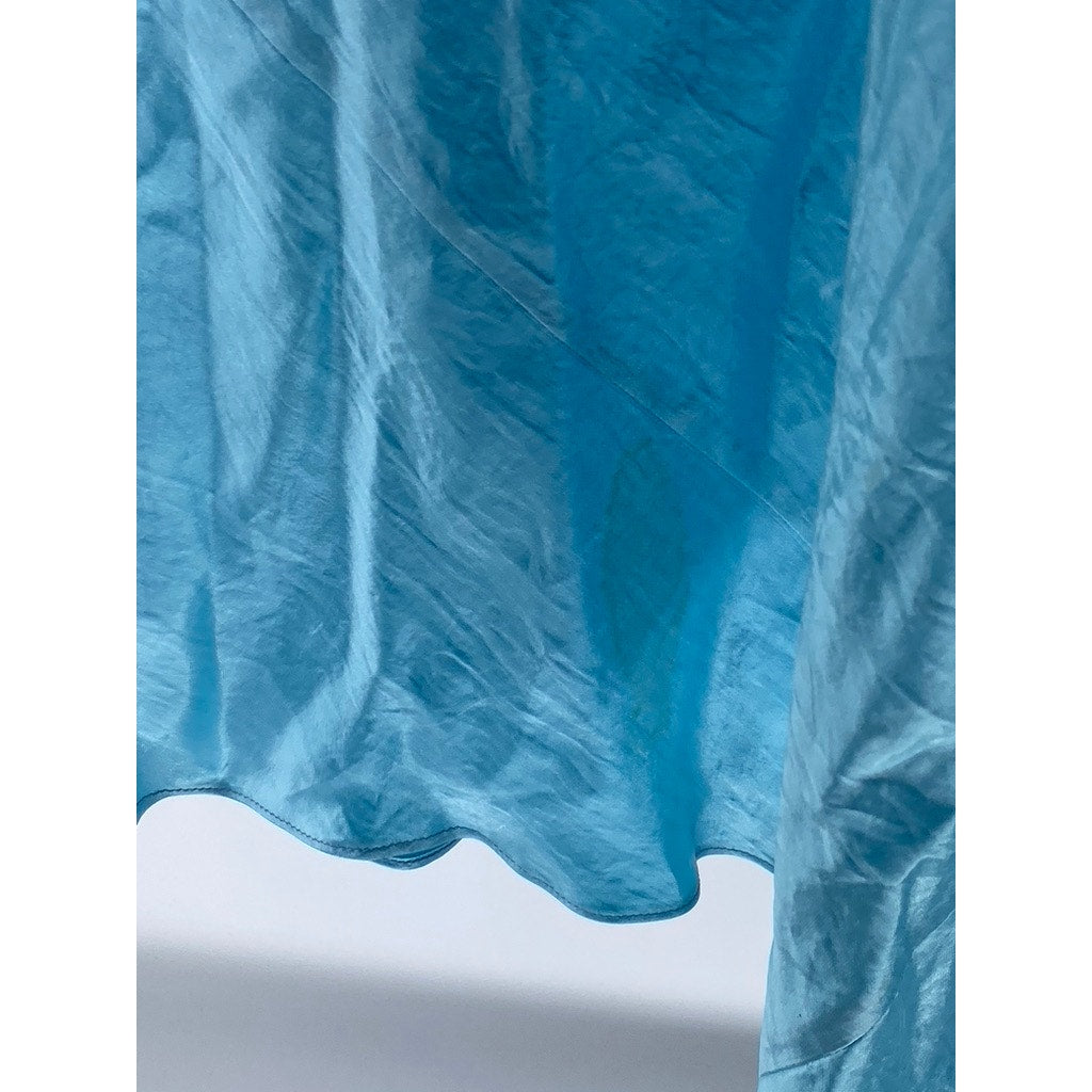 VINCE. Women's Light Blue Satin Double V-Neck Maxi Slip Dress SZ XS