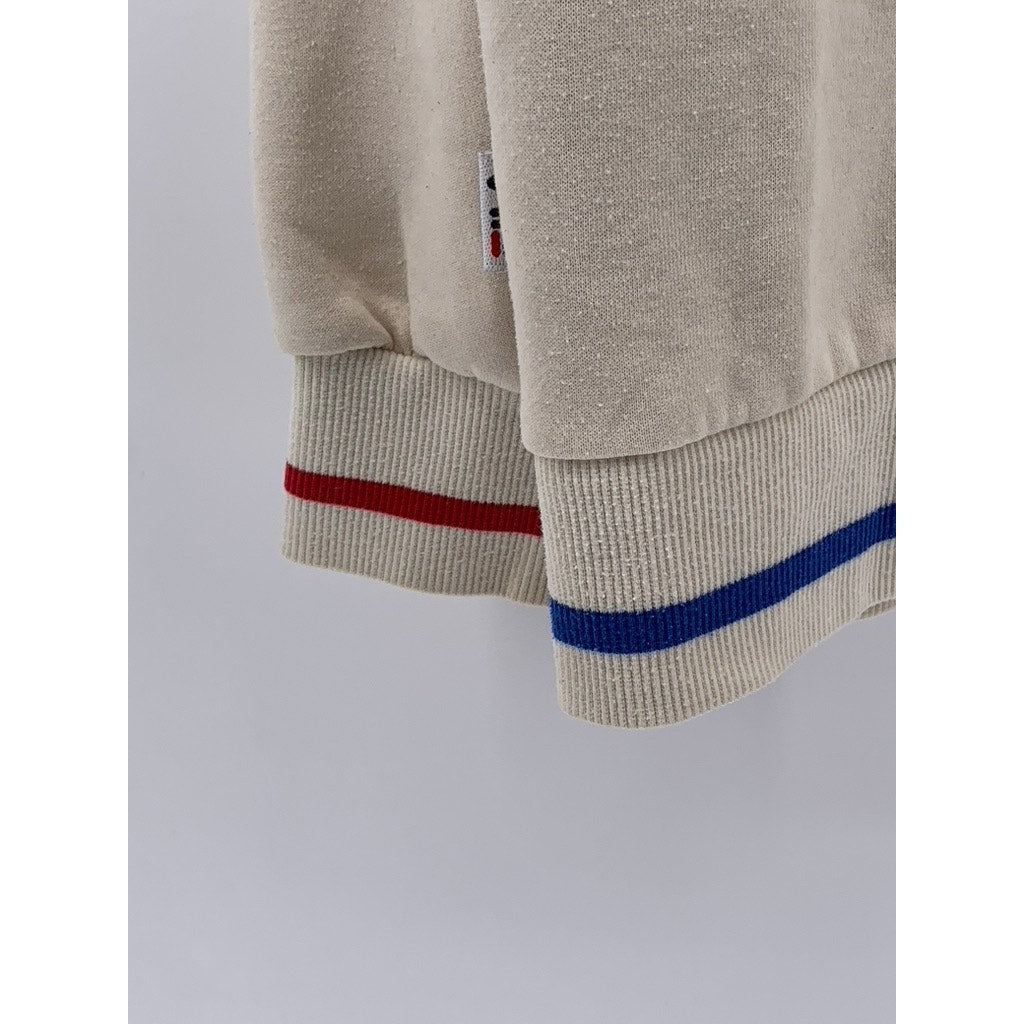FILA Women's Beige Vintage Crewneck Embroidered Patch Logo Sweatshirt SZ M