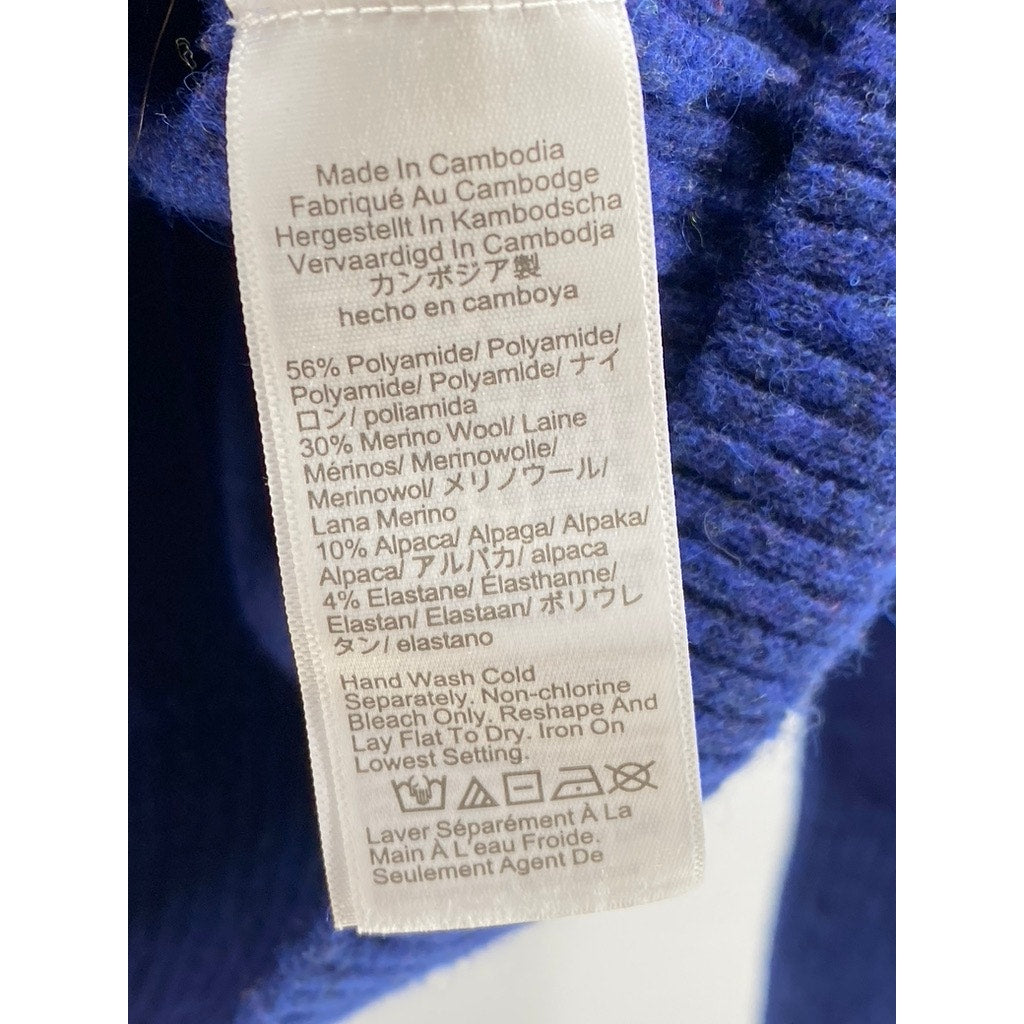 J.CREW Women's Royal Blue Super Soft Yarn Knit Long Sleeve Sweater Polo SZ S