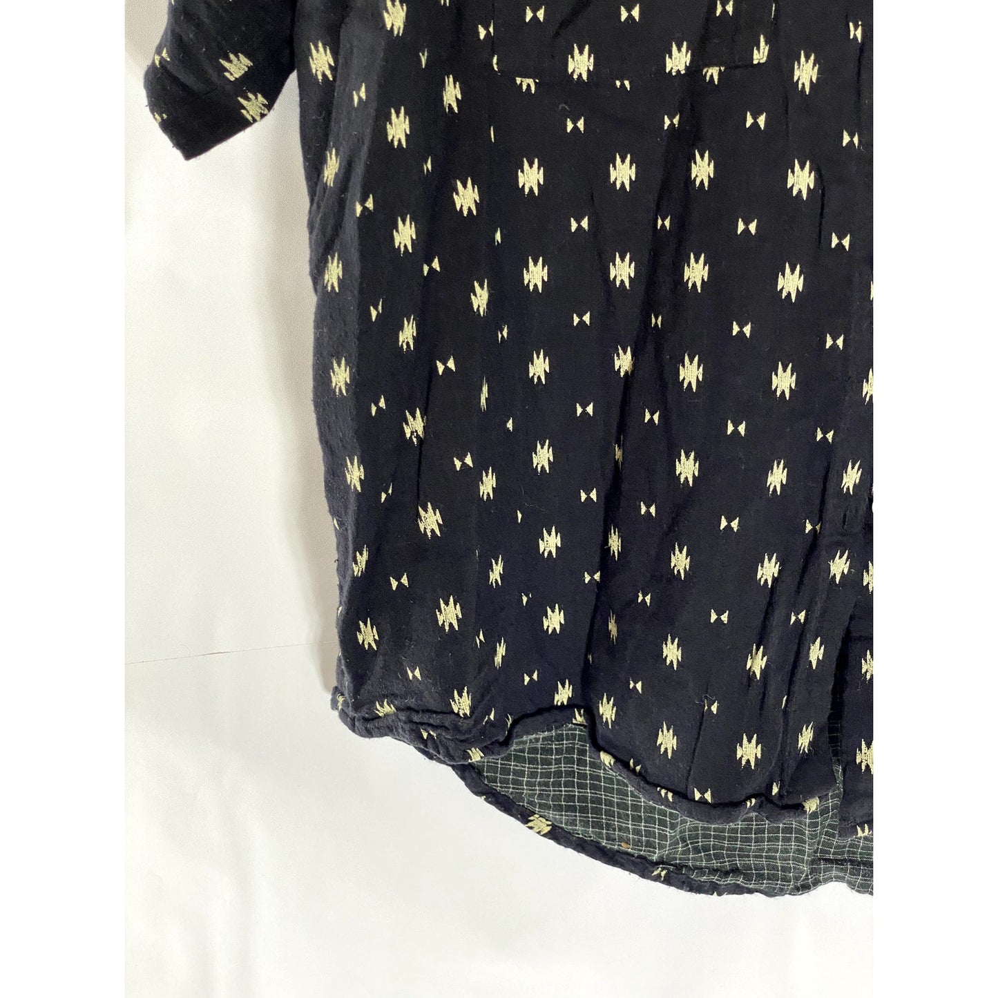 MADEWELL Women's Black Printed Short Sleeve Button-Up Oversized Top SZ S