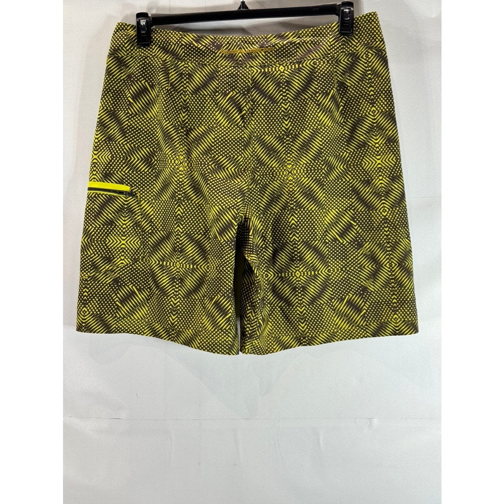 UNDER ARMOUR Men's Yellow Green Print Drawstring Board Shorts SZ 40