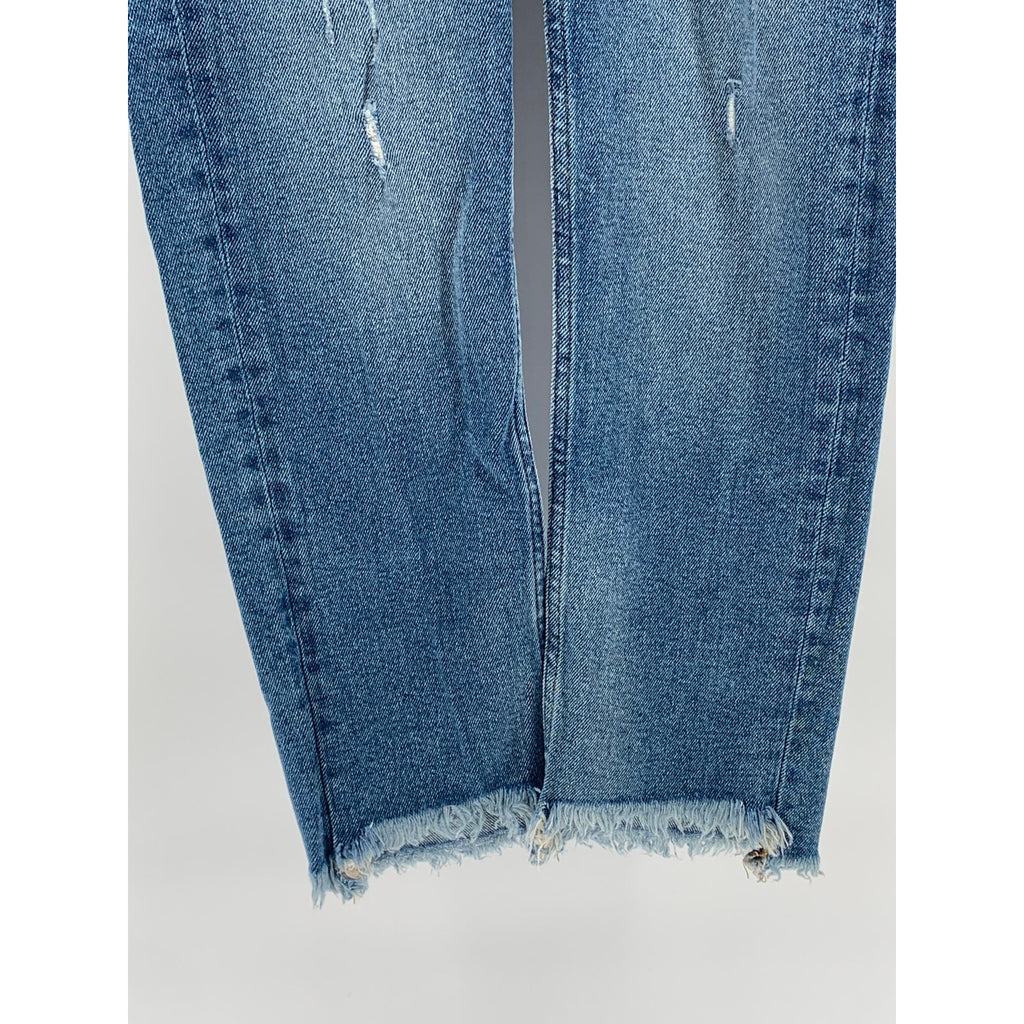 ASOS DESIGN Men's Dark Blue Distressed Frayed Hem Skinny Jeans SZ 28X30