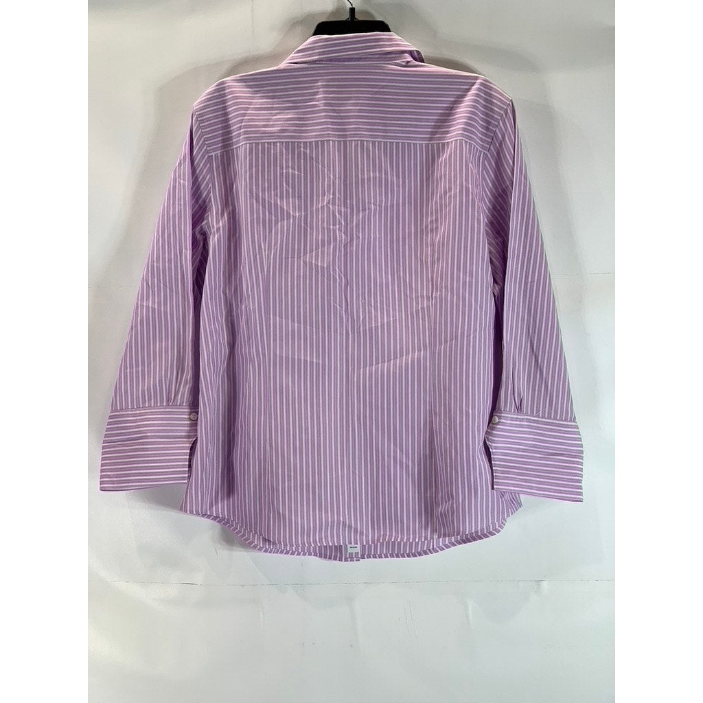 BROOKS BROTHER 346 Women's Purple Striped Fitted Non-Iron Button-Up Top SZ 16