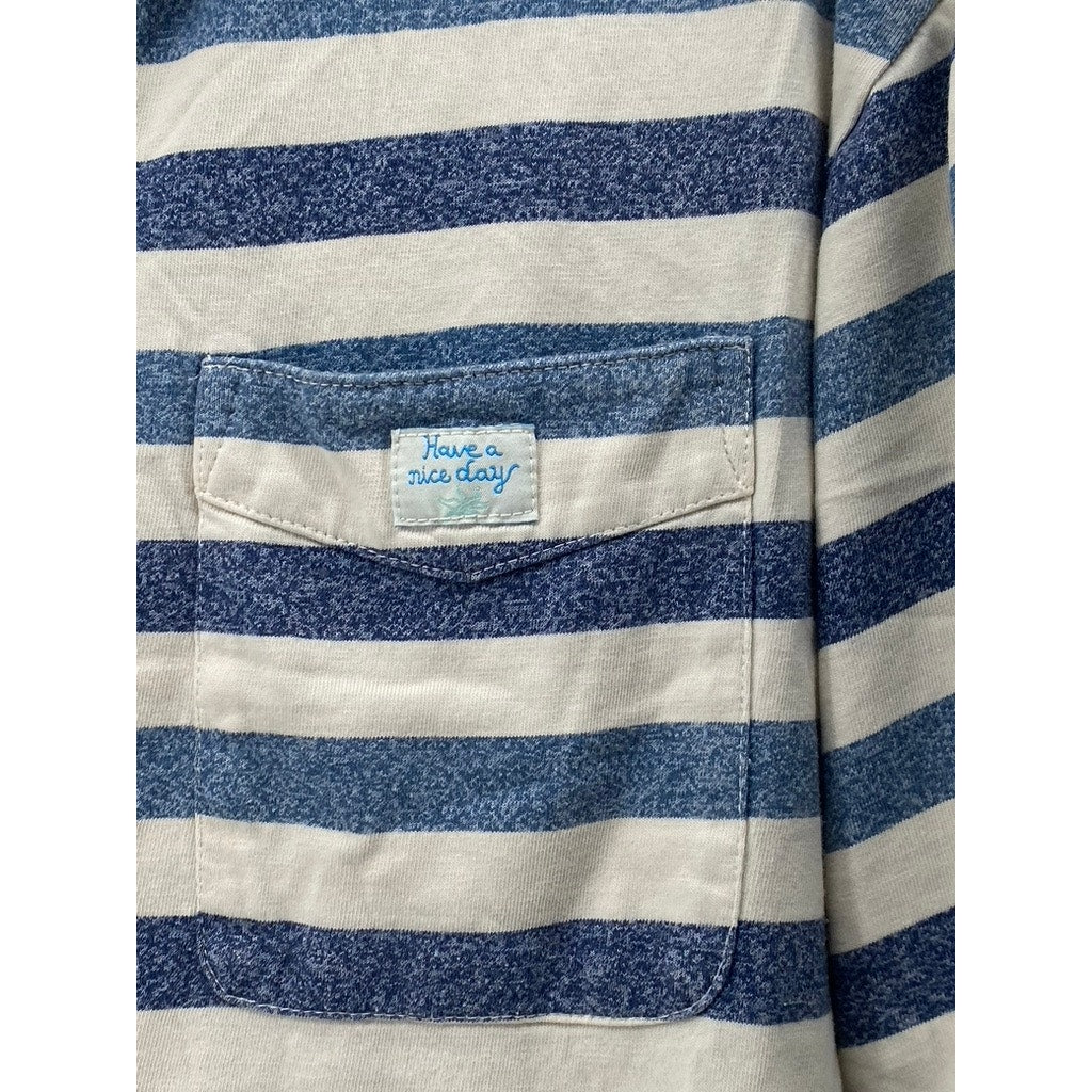 SCOTCH & SODA AMSTERDAM Men's White-Blue Striped Short Sleeve T-Shirt SZ M