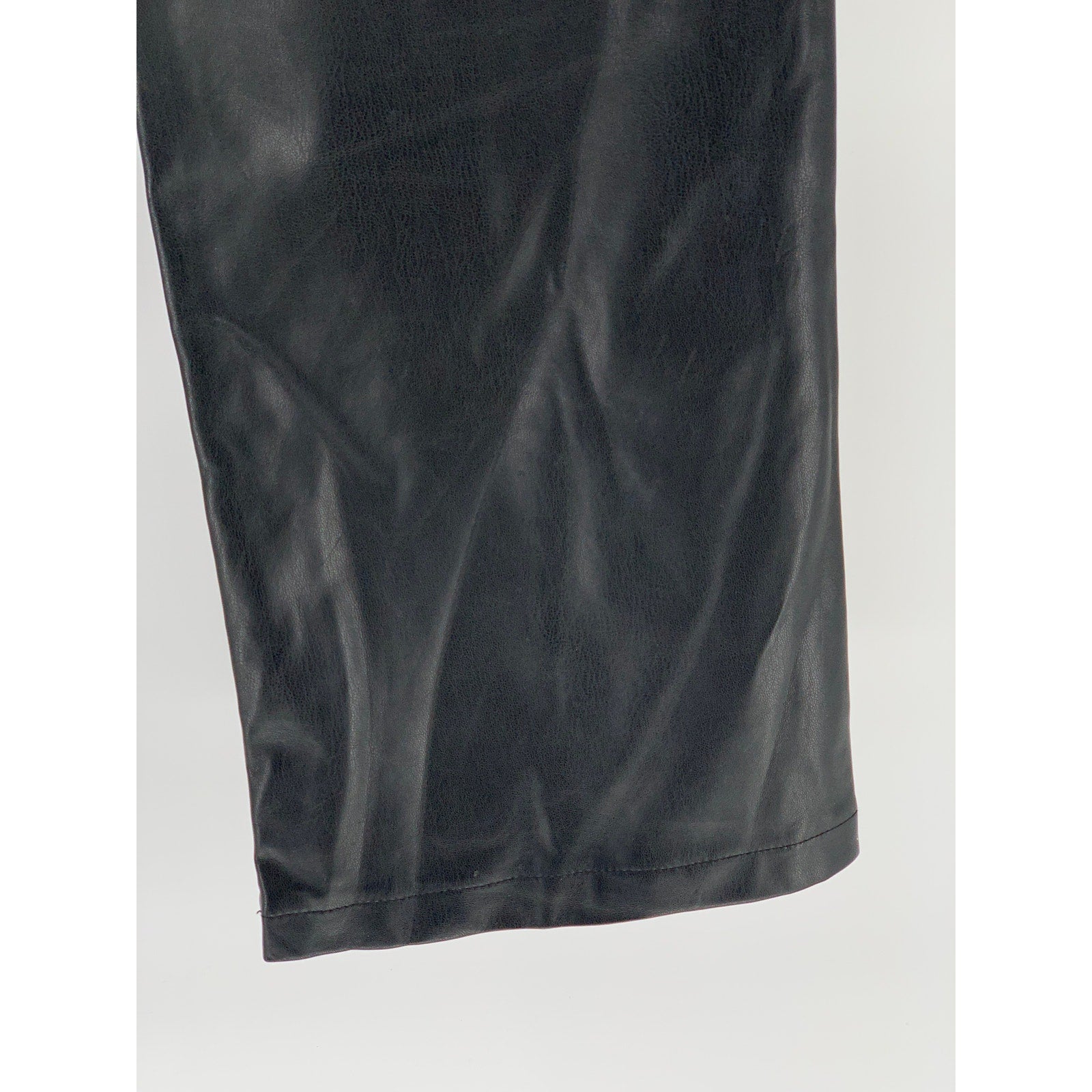 FINESSE Women’s Black Faux-Leather Solid High-Rise Straight-Leg Pant SZ XS