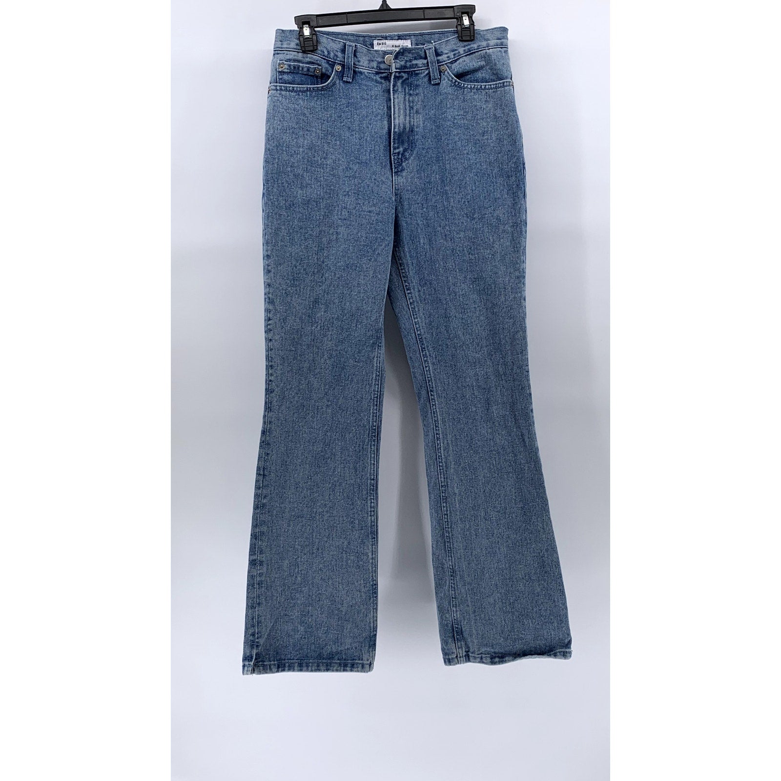 EMSIG Women's Medium Wash Blue Denim Straight-Leg Regular-Fit Jeans SZ M