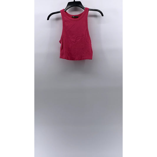 ZARA Women’s Pink Ribbed Crewneck Sleeveless Cropped Top SZ L