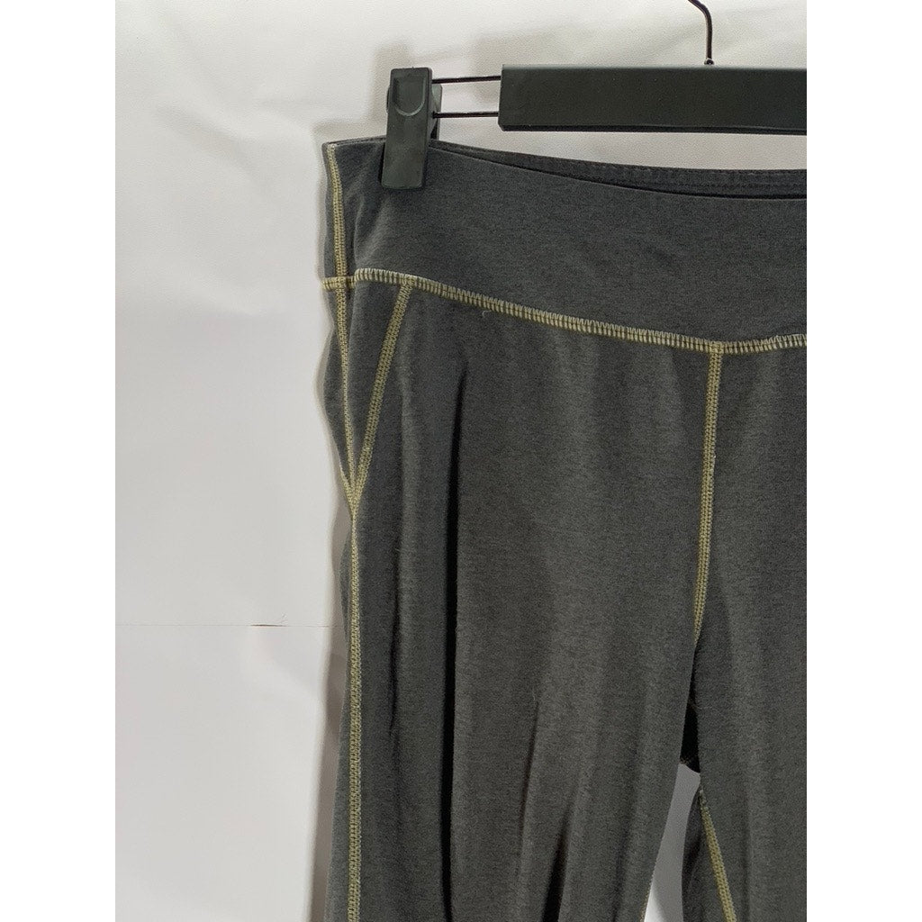 UNBRANDED Women's Navy/Tan Elastic Waist Pull-On Ruched Hem Crop Sweatpants SZ S
