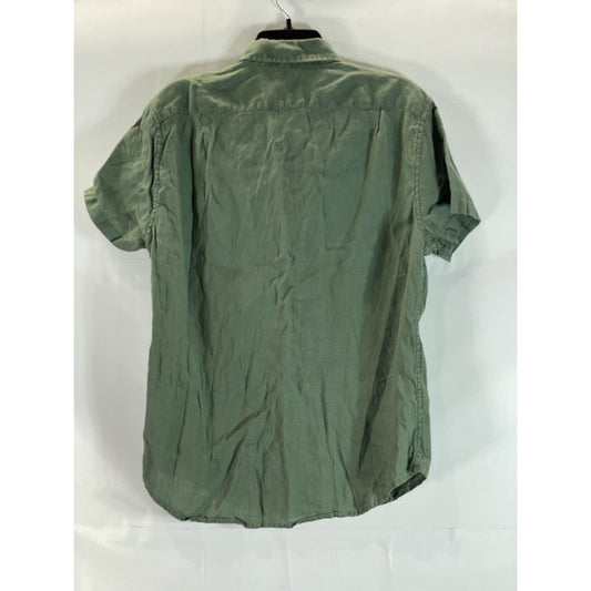 J. CREW Men's Green Solid Slim-Fit Button-Up Short Sleeve Shirt SZ M