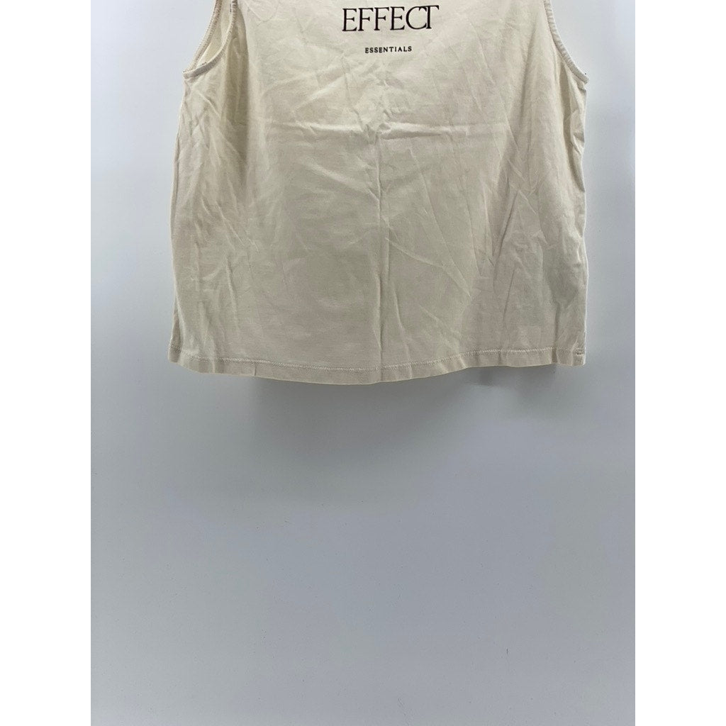 ZARA Women's Cream Crewneck Positive Effect Casual Cotton Sleeveless Tank SZ S