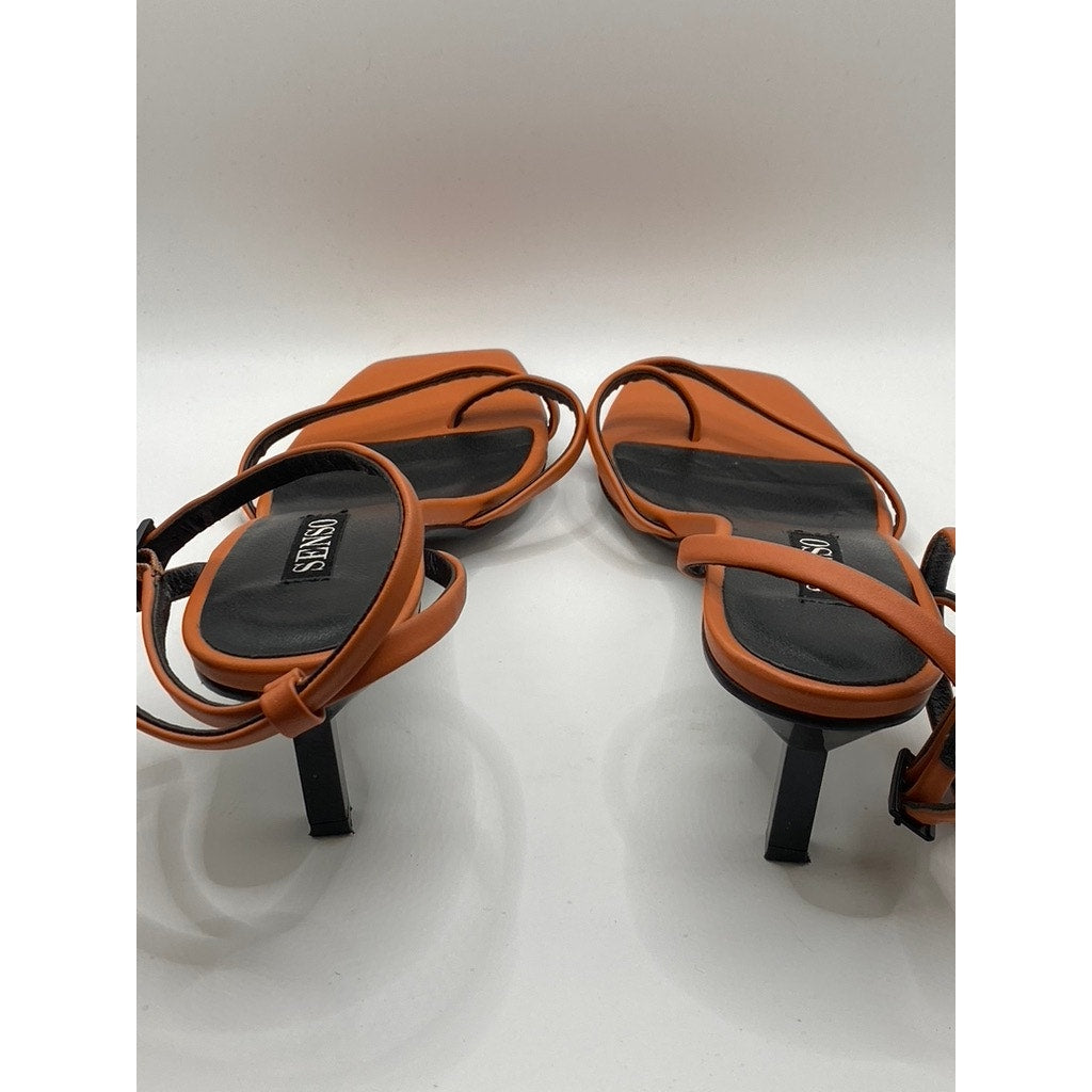 SENSO Women's Orange Leather Jamu Toe-Ring Ankle Strap Heel Sandals SZ 40(US9.5)
