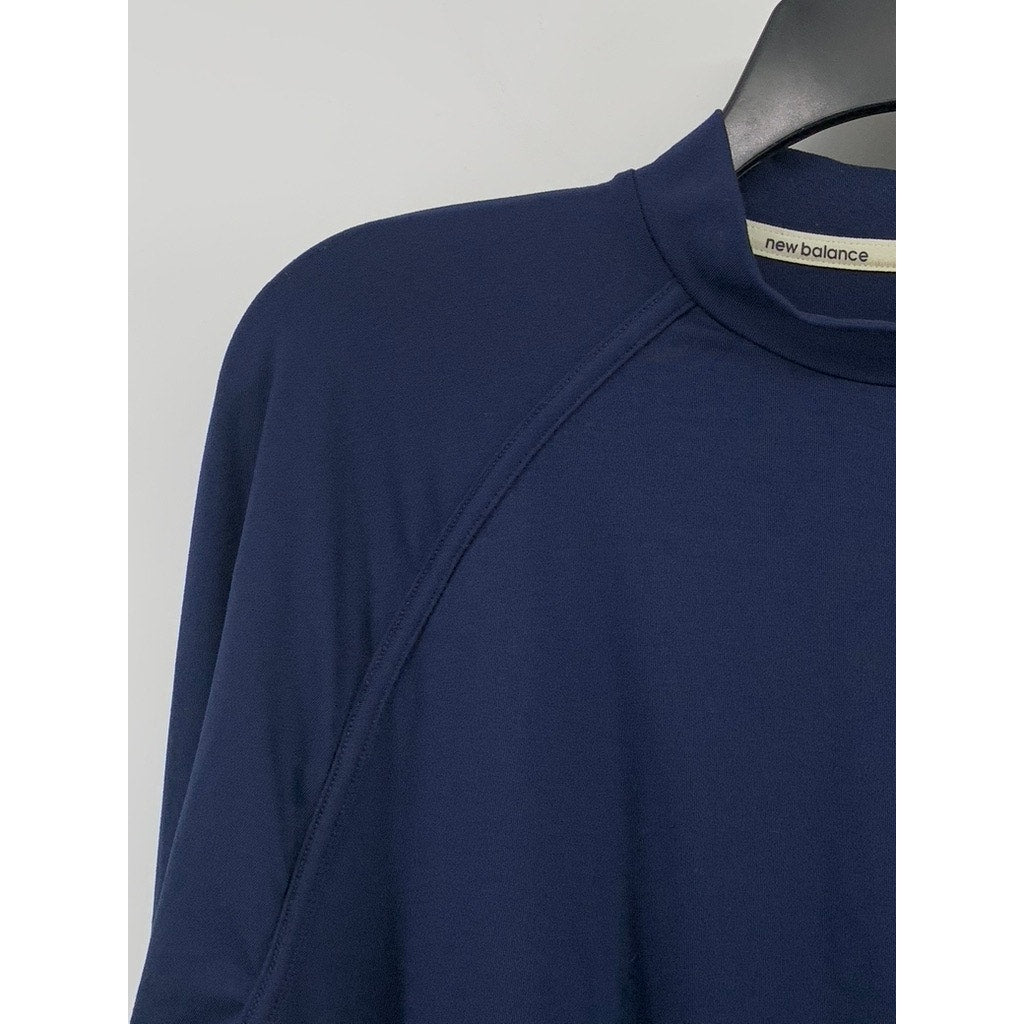 NEW BALANCE Women's Navy Crewneck Long Sleeve Thumbhole Cutout Active Top SZ XL