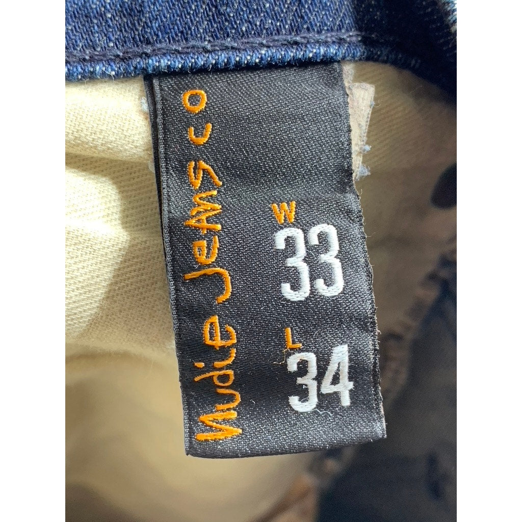 NUDIE JEANS CO Men's Indigo Blue Denim Five-Pocket Slim-Leg Jeans SZ 33X34