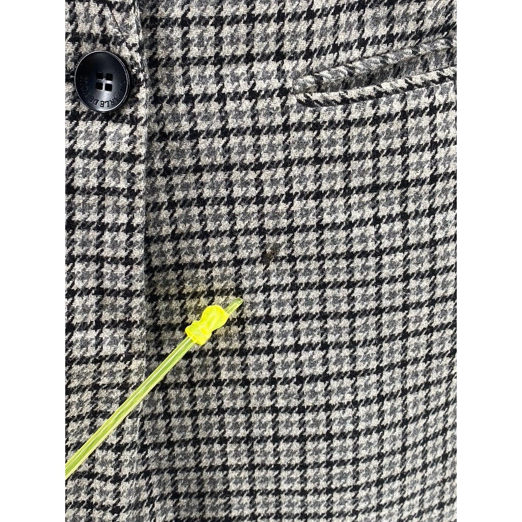 O.P.D.V PARIS Women's Black-Gray Houndstooth Single-Button Peak Lapel Coat SZ S
