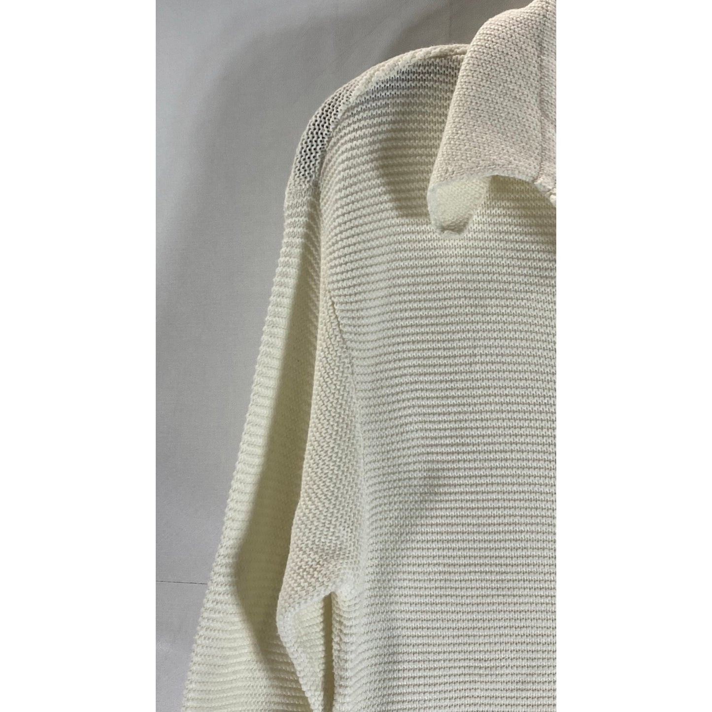 WEWOREWHAT Women's Beige Rib Knit Henley Long Sleeve Sweater Romper SZ S