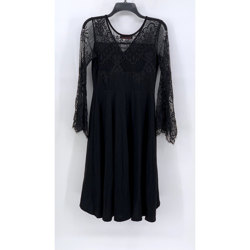 SCARLET DARKNESS Women's Black Long Sleeve Lace Midi Dress SZ S