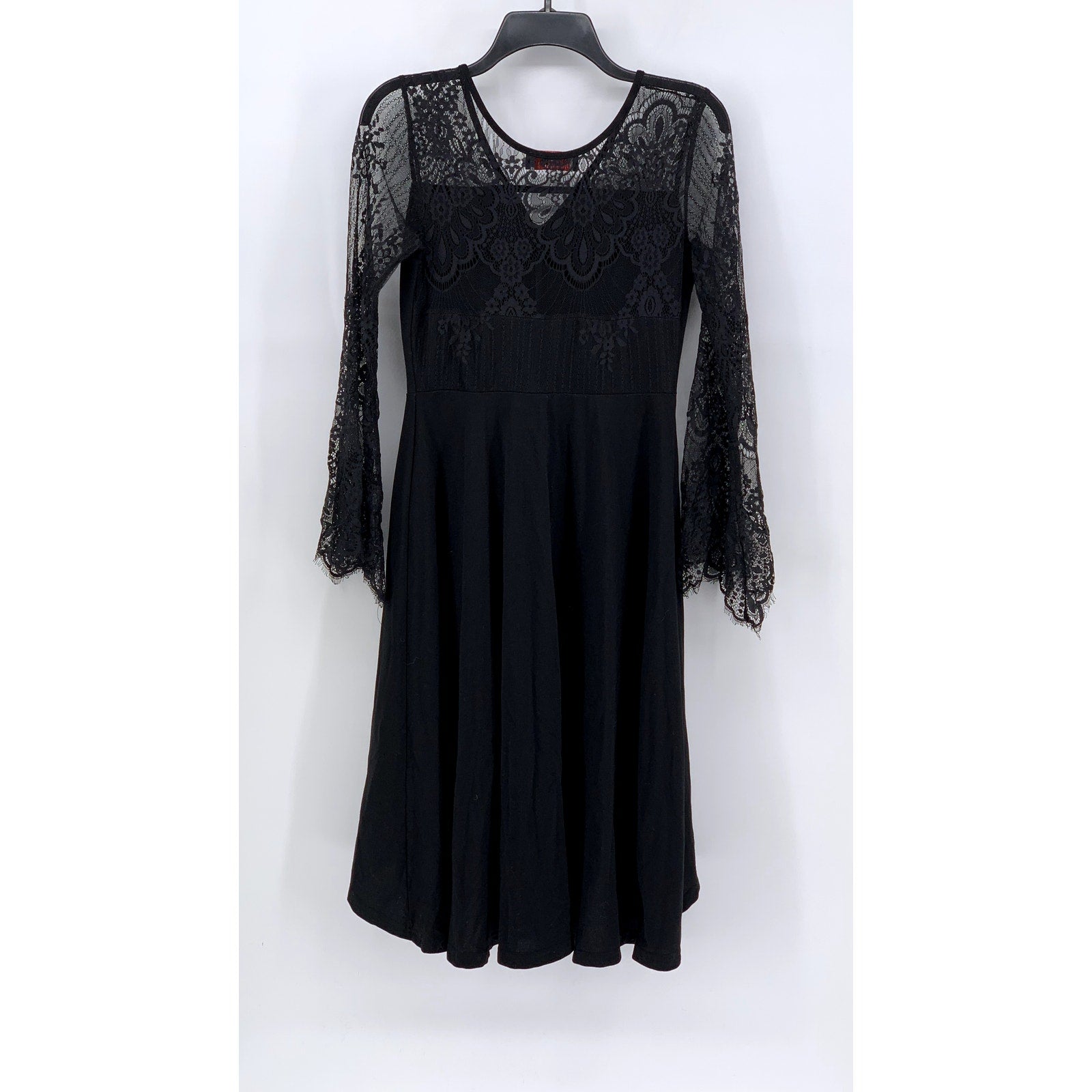 SCARLET DARKNESS Women's Black Long Sleeve Lace Midi Dress SZ S