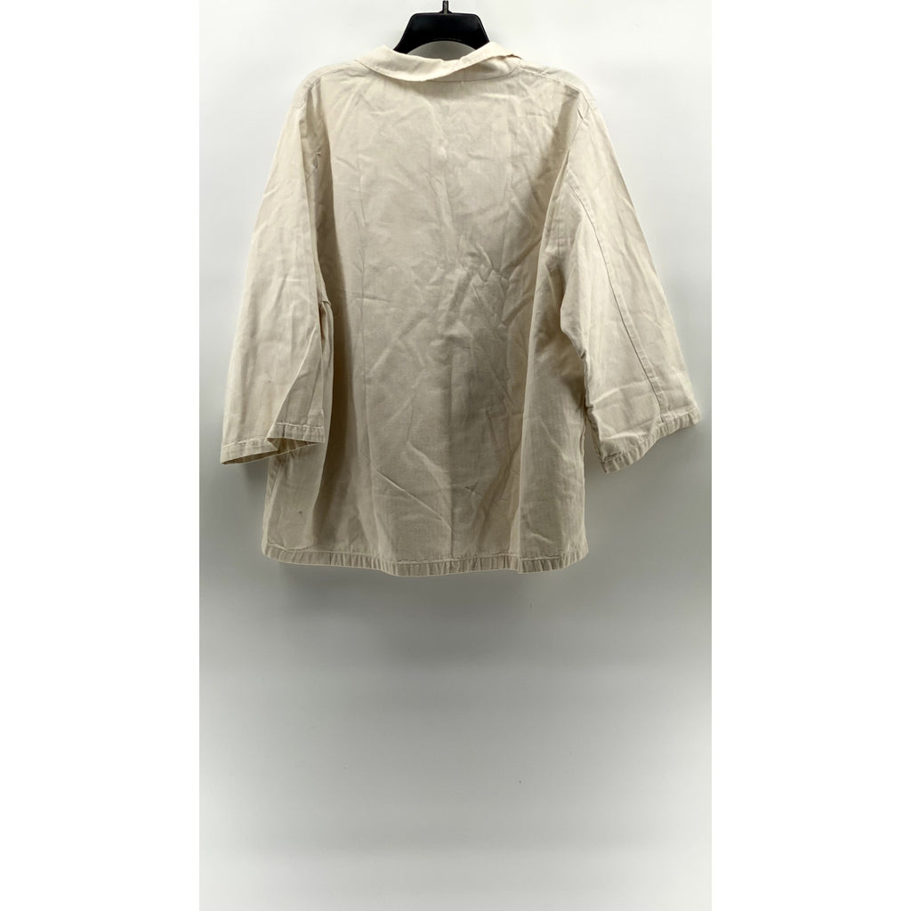 VINCENT HEGEDUS Men's Beige 3/4 Sleeve Cotton Shirt SZ XL