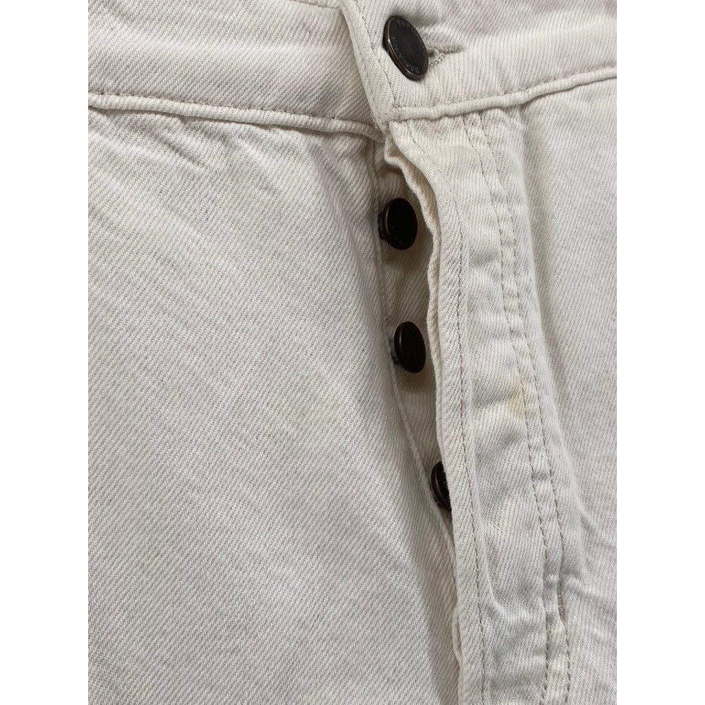 BANANA REPUBLIC Women's Cream Button-Fly High-Rise Relaxed-Fit Taper Jean SZ 27