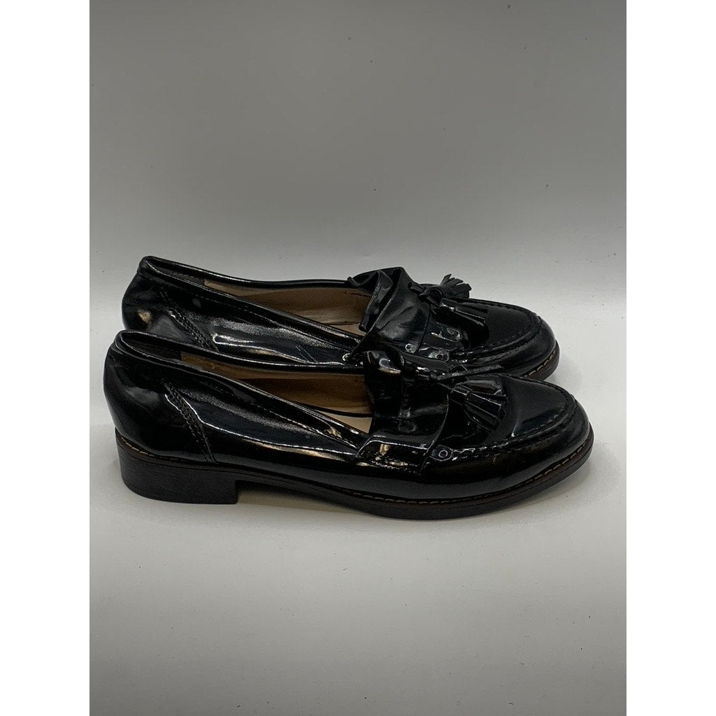 N'S MODE Women's Black Patent Leather Slip-On Tassel Loafers SZ 5.5/6