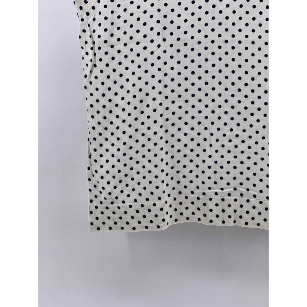 J.CREW Women’s White-Navy Polka Dot Crewneck Caryn Shell Sleeveless Top SZ L