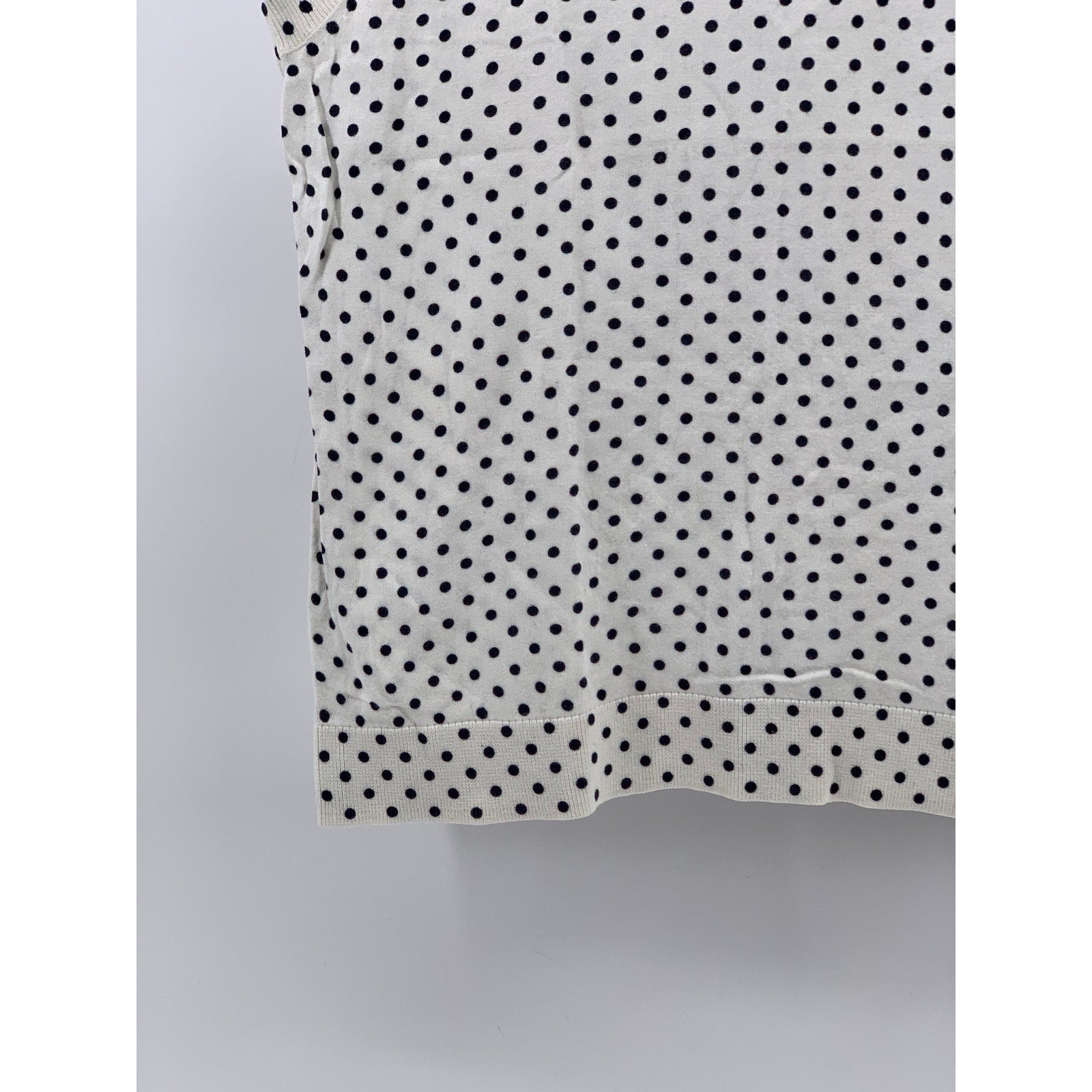 J.CREW Women’s White-Navy Polka Dot Crewneck Caryn Shell Sleeveless Top SZ L