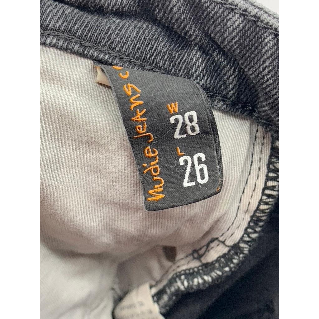 NUDIE JEANS CO Men's Black Denim Slim-Leg Jeans SZ 28X26