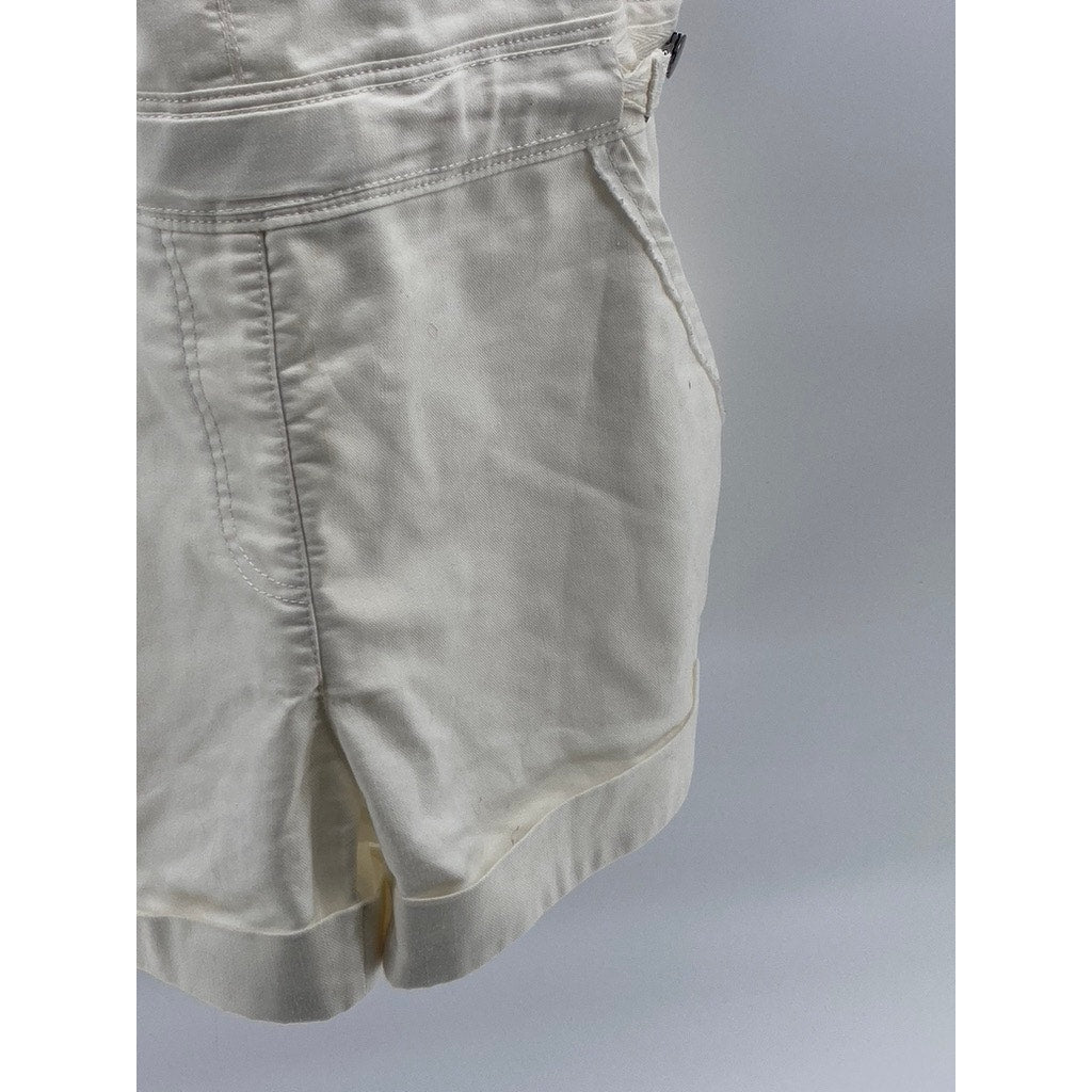 GREYLIN Women's White Denim Back-Zip Short Style Cuffed Overall SZ S