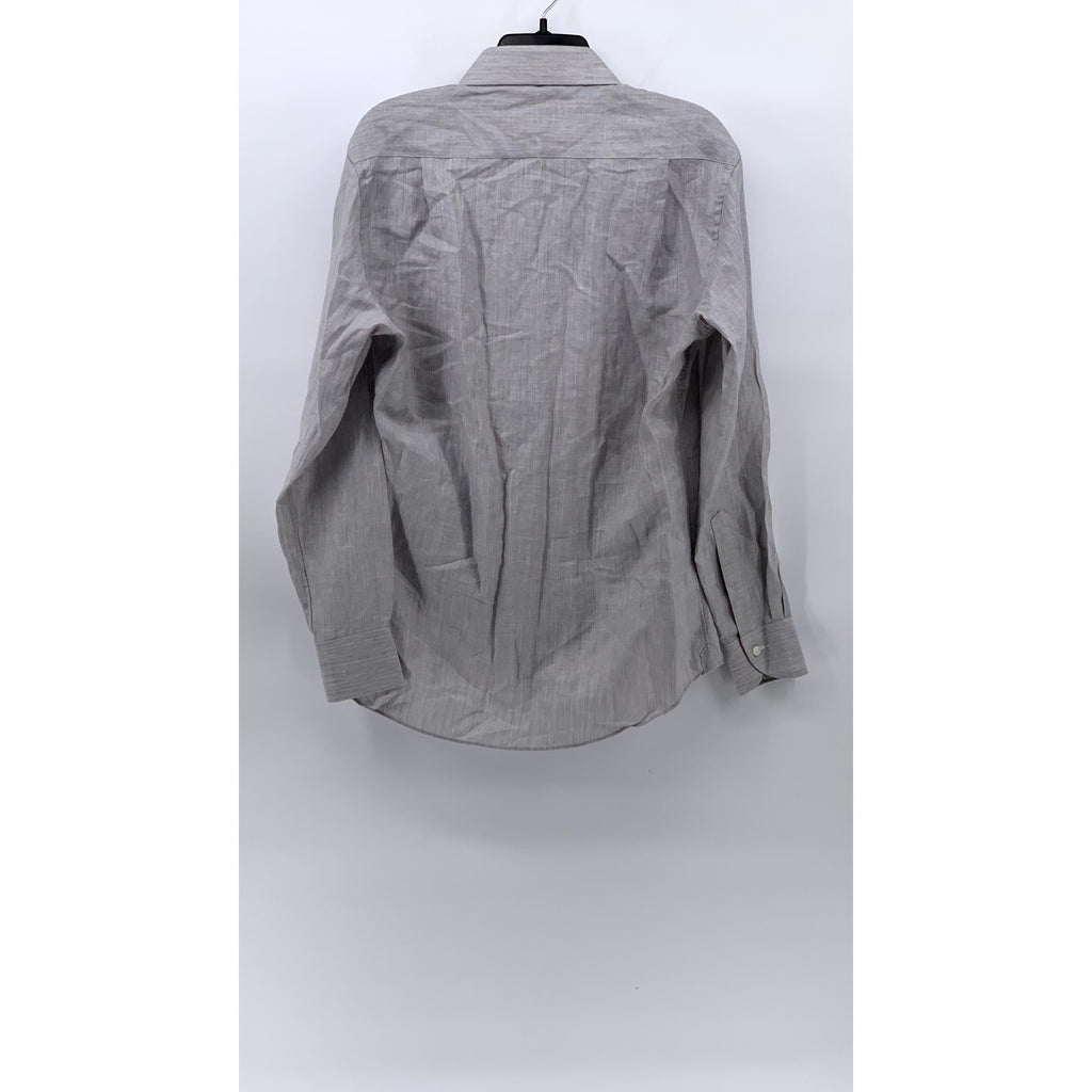 PROPER CLOTH Men's Reda Light Gray Merino-Linen Button-Up Long Sleeve Shirt SZ M