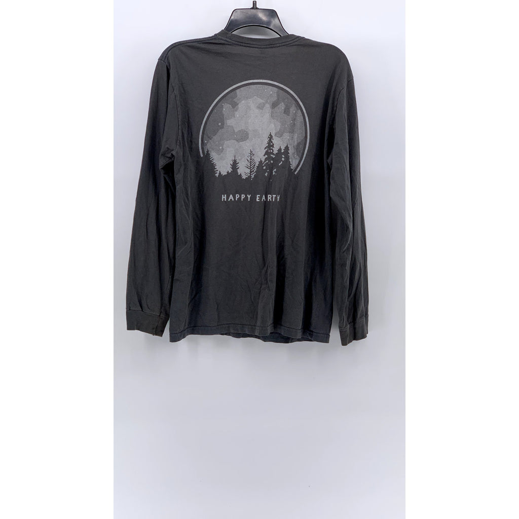 ECONSCIOUS Men's Charcoal Gray Happy Earth Crewneck Long Sleeve T-Shirt SZ M