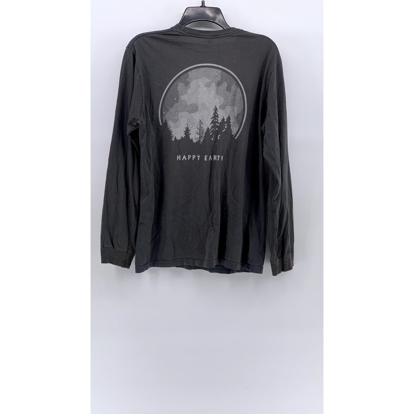 ECONSCIOUS Men's Charcoal Gray Happy Earth Crewneck Long Sleeve T-Shirt SZ M