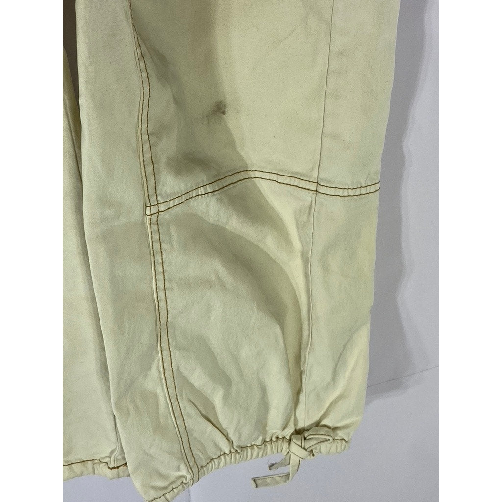 ZARA Women's Beige Elastic-Hem Drawstring  Cargo Pull-On Pant SZ 2
