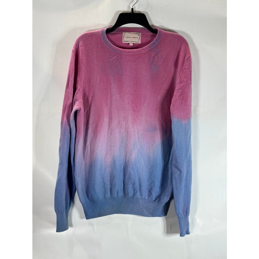 LINGUA FRANCA Women's Blue/Pink Ombre Cashmere Crewneck Pullover Sweater SZ XL