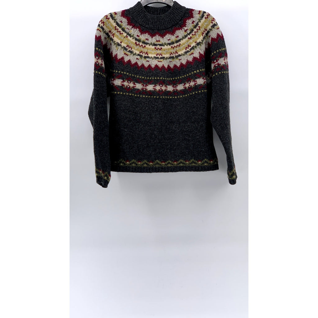 AMERICAN EAGLE OUTFITTERS Women's Vintage Charcoal Wool Fair Isle Sweater SZ L