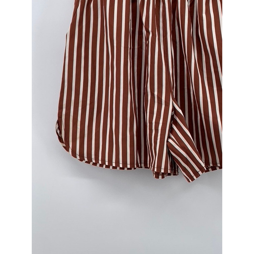 UNBRANDED Women's Brown-White Striped Shorts SZ S