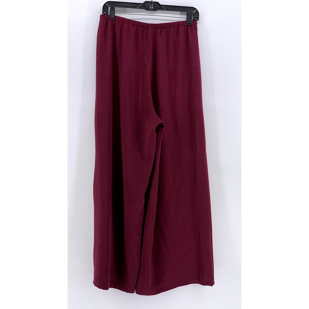 ADRIANNA PAPELL Women's Maroon Wide Leg Relaxed Fit Pants SZ S