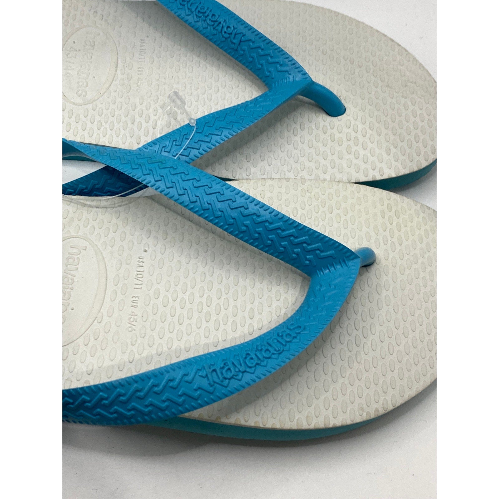 HAVAIANAS Women's Teal-White Casual Flip-Flip Sandals SZ 10/11